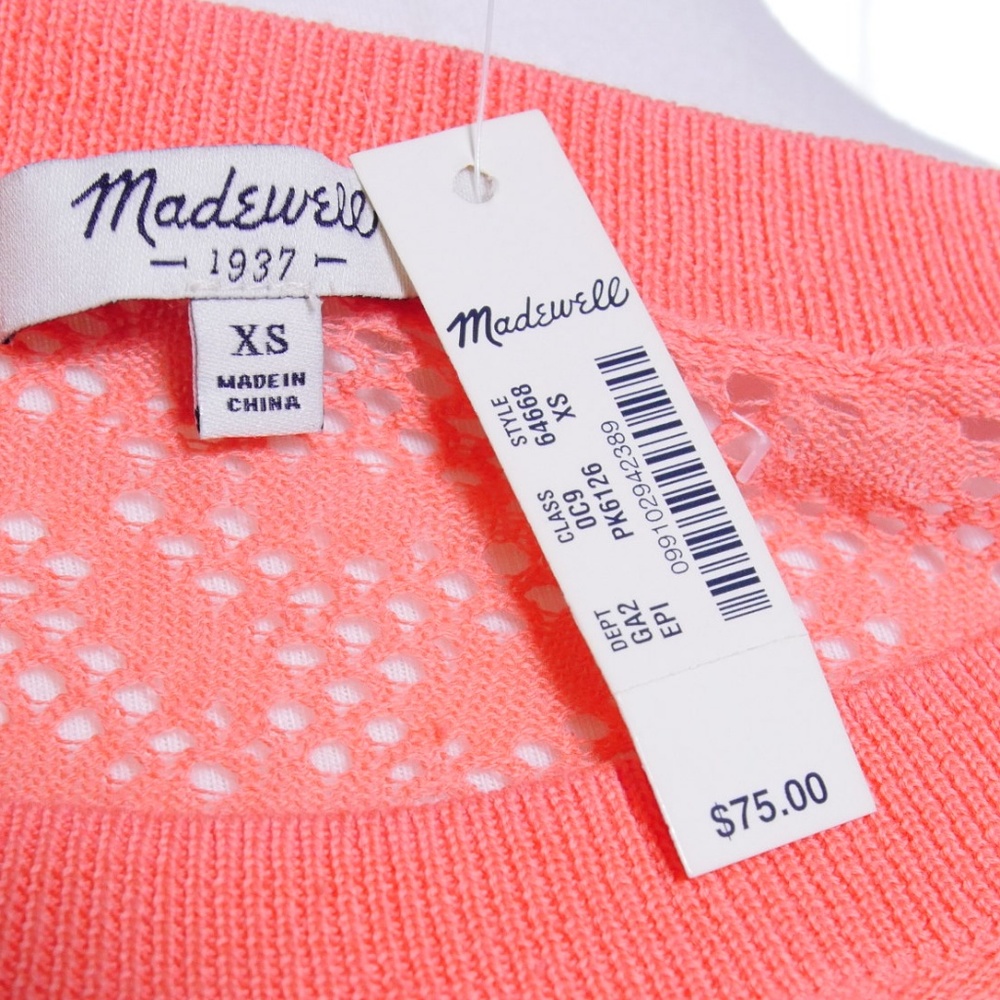 ⚡NWT MADEWELL Studio Sweater Diamond Stitch Coral